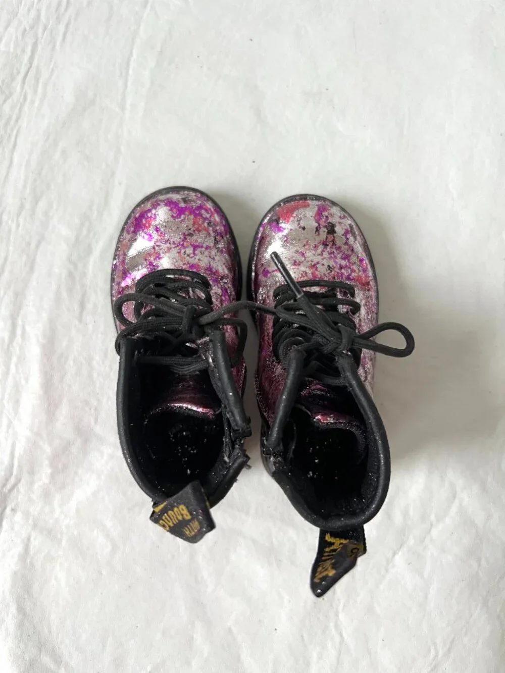 Dr Martens Boots 1460 T metallic purple pink leather toddler baby size 7 zip up